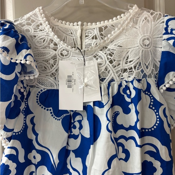 NWT Sugarlips Lucille Blue and White Blouse - Picture 4 of 7